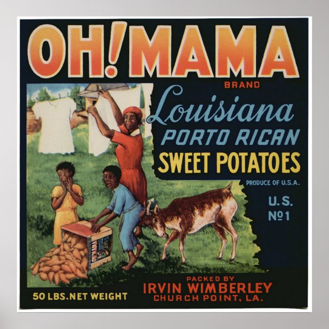 Vintage Old Sweet Potatoes Fruit Crate Labels Poster (Front)