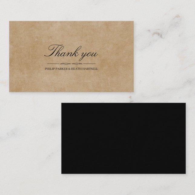 Vintage Old Theme Luxurious Wedding Thank You Card (Front/Back)
