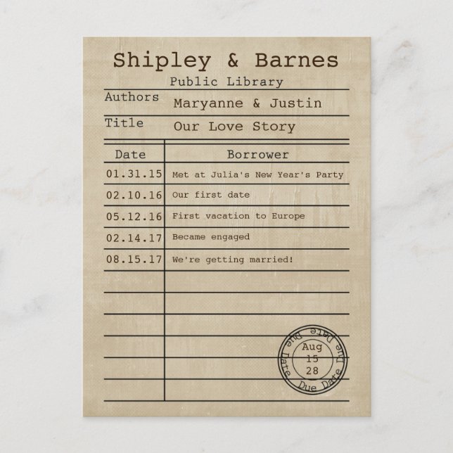 Vintage Old Time Library Card New Baby Arrival (Front)