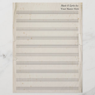 Vintage Old Torn Blank Sheet Music 10 Stave