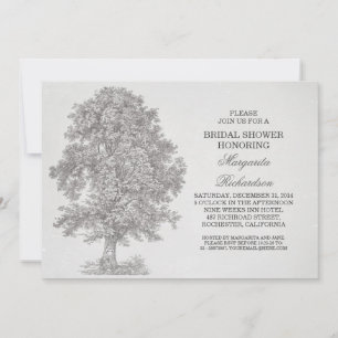 vintage old tree rustic bridal shower invites
