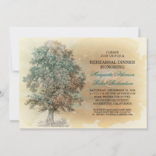 vintage old tree rustic rehearsal dinner invites