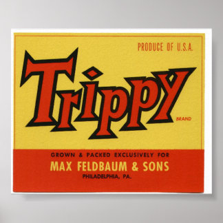 Vintage Old Trippy Fruit Crate Labels Poster