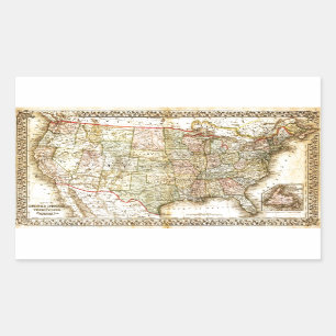 Vintage Old United States USA General Map Rectangular Sticker