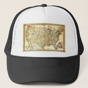 Vintage Old United States USA General Map Trucker Hat