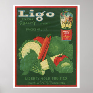 Vintage Old Vegetables Crate Labels Poster