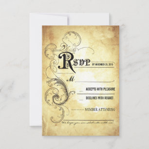 Vintage old wedding RSVP cards