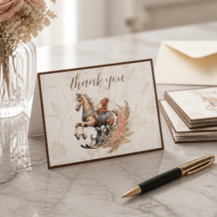 Vintage Old West Rocking Horse Baby Shower Thank You Card