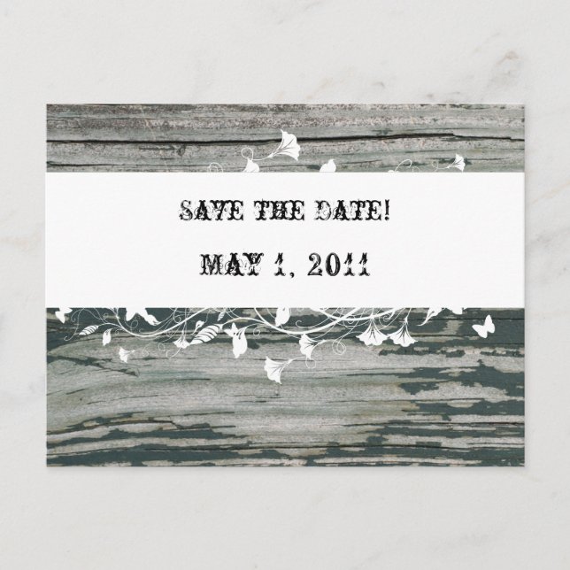 Vintage Old Wood Save the Date Announcement Postcard (Front)
