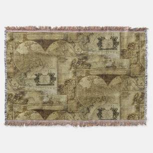 Vintage old world and Antique Maps Throw Blanket