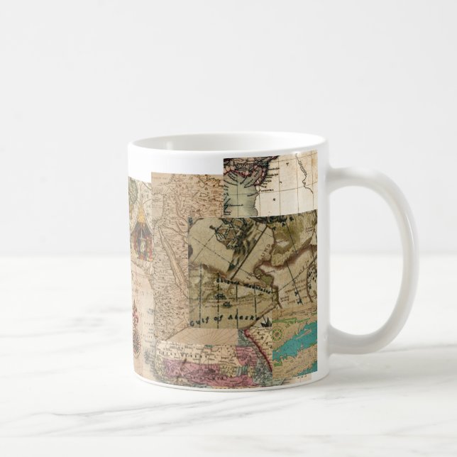 Vintage Old World Antique style maps on mug (Right)