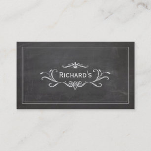 Vintage Old World Black Rustic Chalkboard Business Card