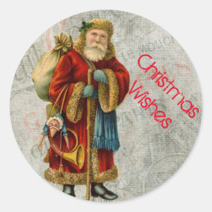 Vintage Old World Christmas Santa Classic Round Sticker