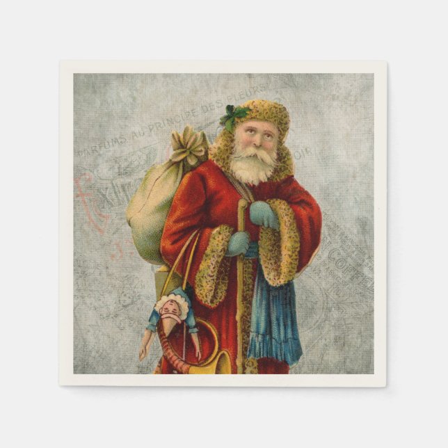 Vintage Old World Christmas Santa Napkin (Front)