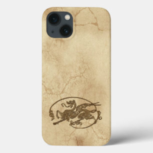 Vintage Old World Dragon on Faux Parchment iPhone 13 Case