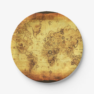 Vintage Old World Map History-buff Paper Plate
