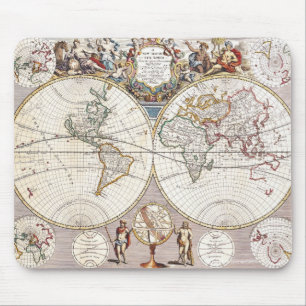 Vintage Old World Map History-lover Design Mouse Mat