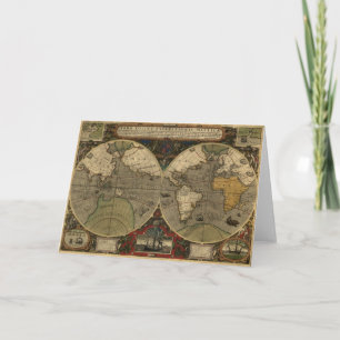 Vintage Old World Map History Series Holiday Card
