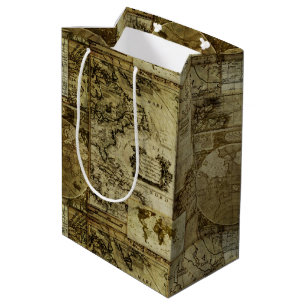 Vintage old world Map Medium Gift Bag