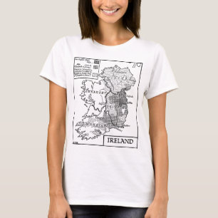 vintage Old World Map Of Ireland art Illustration T-Shirt