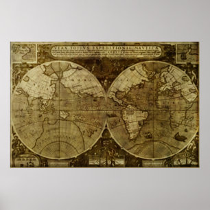 Vintage old world Map Poster