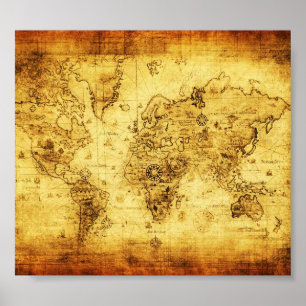 Vintage old world map poster