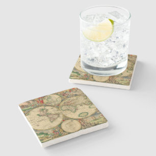 Vintage old world Map Stone Coaster
