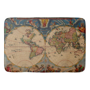 Vintage old world Maps Bath Mat