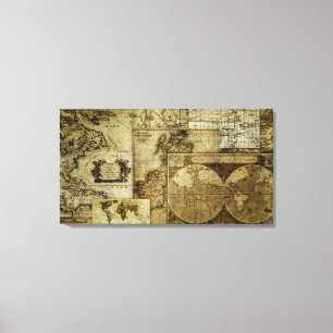 Vintage old world Maps Canvas Print