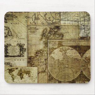 Vintage old world Maps Mouse Mat