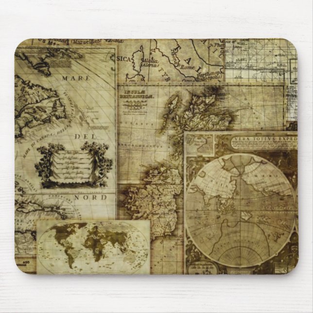 Vintage old world Maps Mouse Mat (Front)