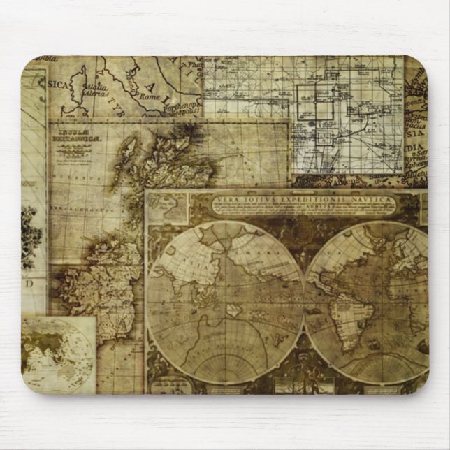 Vintage old world Maps Mouse Mat (Front)