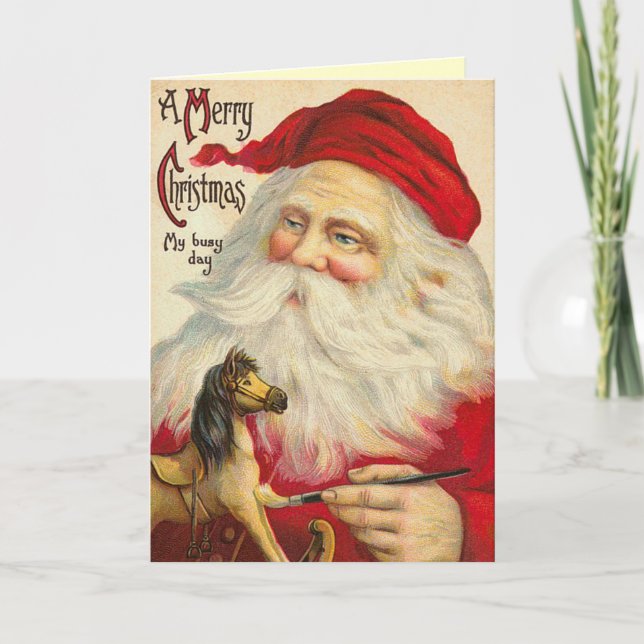 Vintage Old World Santa Christmas Card (Front)