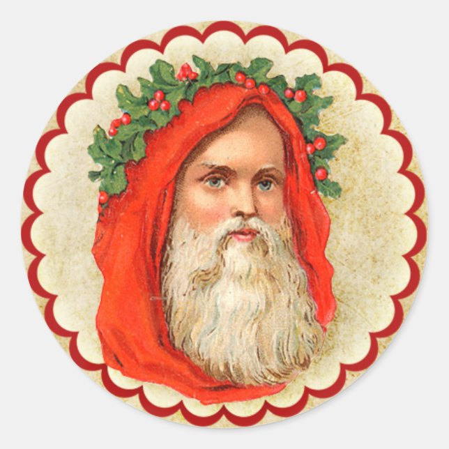 Vintage Old World Santa Sticker (Front)