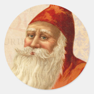 Vintage Old World Santa with Kind Face Classic Round Sticker