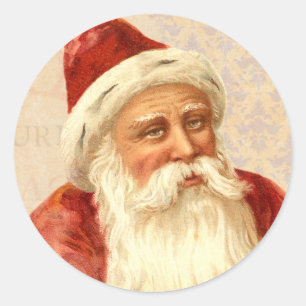 Vintage Old World Santa with Kind Face Classic Round Sticker