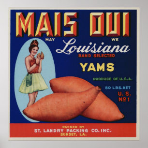 Vintage Old Yams Fruit Crate Labels Poster
