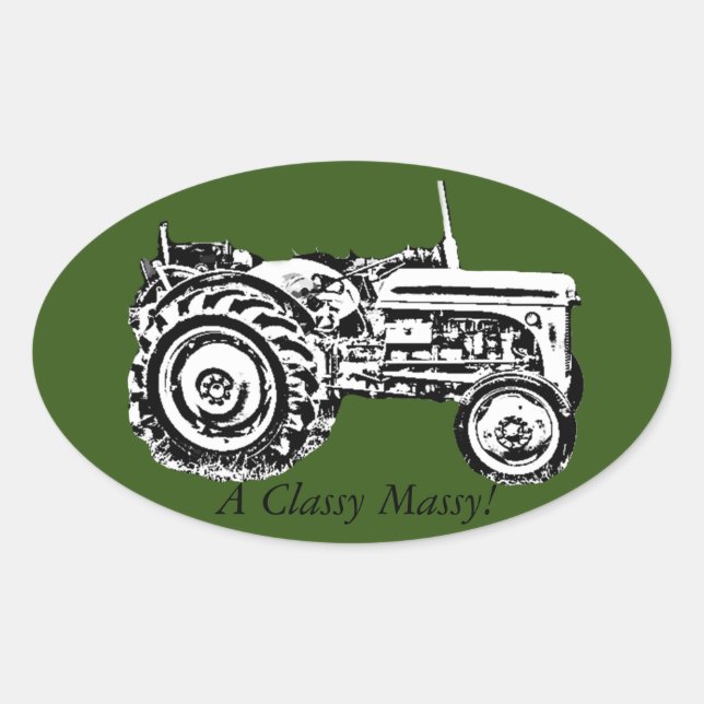 vintage oldGray massey fergison tractor   Oval Sticker (Front)