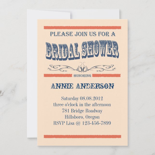 vintage oldwest country Bridal Shower Invitations (Front)