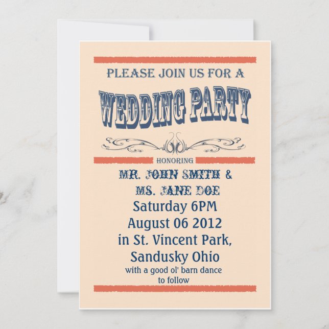 vintage oldwest country Wedding invitation (Front)