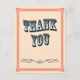 vintage oldwest country Wedding Thank you Card