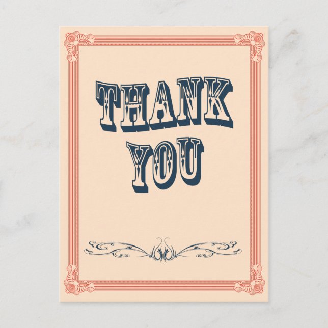 vintage oldwest country Wedding Thank you Card (Front)