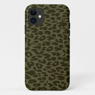 Vintage Olive Animal print fur of leopard iPhone 11 Case