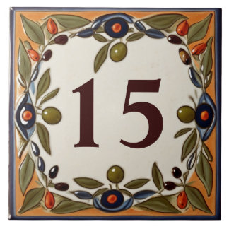 Vintage Olive Custom House Number Plaque Sign Tile
