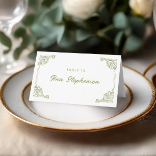 Vintage Olive Green Antique Frame Place card