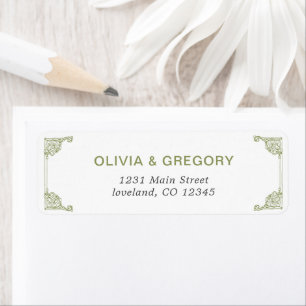 Vintage Olive Green Antique return address labels