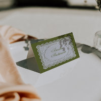 Vintage Olive Green Lace Wedding Place Cards