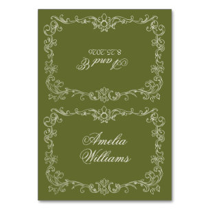 Vintage Olive Green Old Money Wedding Place Cards
