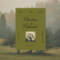 Vintage Olive Green Photo Save the Date 