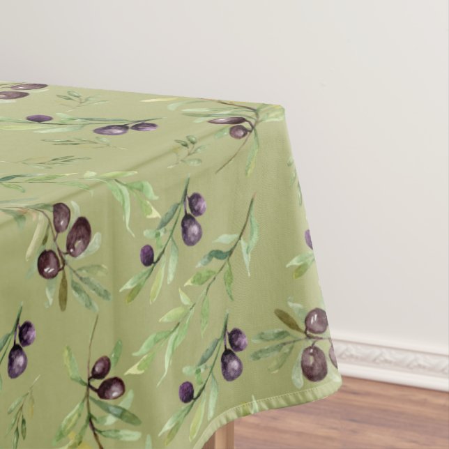 Vintage Olive Leaf Pattern Tablecloth (In Situ)